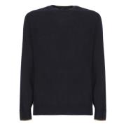 Peserico Blå Ull Crewneck Tröja Blue, Herr