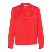 InWear Röd V-ringad Blus Red, Dam