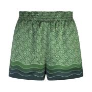 Casablanca Gröna Sidenshorts med Memphis Wave Hem Green, Dam