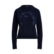 Ralph Lauren Rundhalsstickad Tröja Blue, Dam