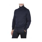 Gran Sasso Turtlenecktröja i Merinoull med Dubbeltråd Blue, Herr