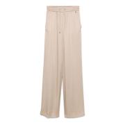 Herno Satin Beige Byxor med Dragsko i Midjan Beige, Dam