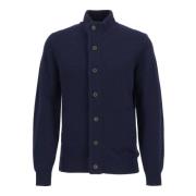 Barbour Blå Merinoulltröja med Alcantara armbågslappar Blue, Herr