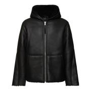 Axel Arigato Svart Shearling Dragkedja Huva Jacka Black, Herr