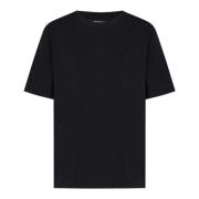 Khaite Svart T-shirt med Cashmere Logo Label Black, Dam