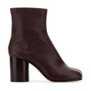 Maison Margiela Burgundy Läder Tabi Ankelboots Red, Dam