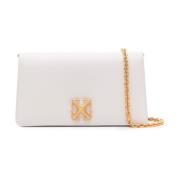 Off White Vit läder crossbody väska med metalllogo White, Dam