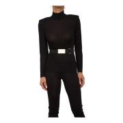 Elisabetta Franchi Stilren Stickad Topp Black, Dam