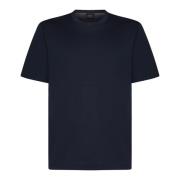 Brioni Blå Ribbstickad Crewneck T-shirt Blue, Herr