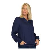 2-Biz Navy Eva.Au24 Blus med V-ringning Blue, Dam