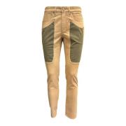 Jeckerson Beige Slim Jeans med Alcantara Patches Beige, Herr