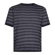 Emporio Armani Blå Crewneck Jacquard Stickad Tröja Blue, Herr