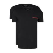 Emporio Armani 2-Pack V-ringade T-shirts - Svart Black, Herr