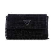 Guess Svart Strass Mini Pochette med Silverkedja Black, Dam