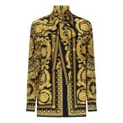 Versace Svart Barocco Print Sidenskjorta Yellow, Dam