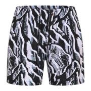 Carlo Colucci Badshorts med djurtryck stickmönster Black, Herr