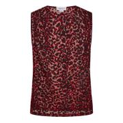 Alexander McQueen Leopardmönstrad Röd Ärmlös Topp Red, Dam