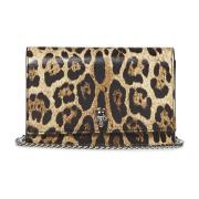 Alexander McQueen Leopardmönstrad Foldover Axelväska Beige, Dam