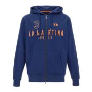 La Martina Blå hoodie med orange logotyp Blue, Herr