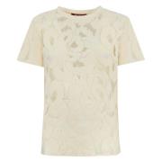 Max Mara Studio Blommig Spets T-shirt Elfenben Beige, Dam