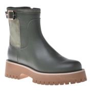 Baldinini Combat boots in olive leather and suede Green, Dam