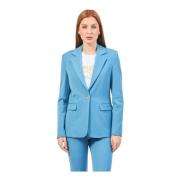 Gaudi Blå elastisk blazer med klassisk revers Blue, Dam