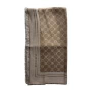 Borbonese Jacquard Ullensjal med Allover-tryck Beige, Dam