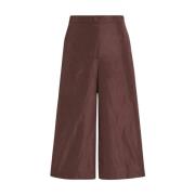 Marina Rinaldi Elegant Taffeta Wide Leg Byxor Brown, Dam