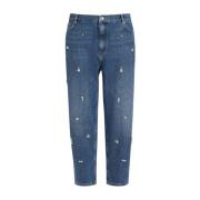 Marina Rinaldi Boyfriend Fit Bomulls Jeans med Dekorativa Stenar Blue,...