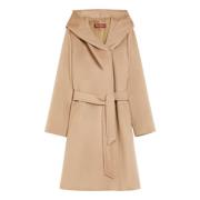 Max Mara Beige Ullkappa med Bred Huva Beige, Dam