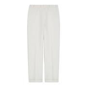 Max Mara Elastisk Midja Denim Stil Byxor White, Dam