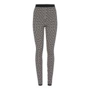 Balmain Stickade leggings med monogram Black, Dam