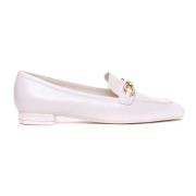 Stuart Weitzman Vita Läder Fyrkantiga Loafers White, Dam