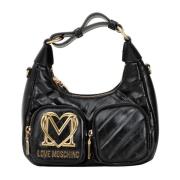 Love Moschino Svart axelväska med gyllene detaljer Black, Dam