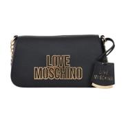 Love Moschino Elegant svart axelväska med kedjedetaljer Black, Dam