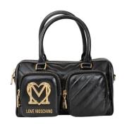 Love Moschino Svart handväska med hjärtlogotyp Black, Dam