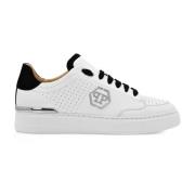 Philipp Plein Vita lädersneakers med hexagon detalj White, Herr