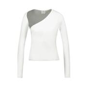 Courrèges Vit Kontrast Bomull T-shirt White, Dam