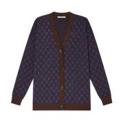 Maliparmi Lucky Pois Jacquard Cardigan Blue, Dam