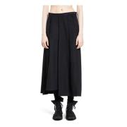 Yohji Yamamoto Panelad Veckad Kjol Black, Dam