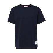 Thom Browne Blå Bomull T-shirt med Logopatch Blue, Herr