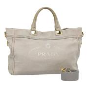 Prada Vintage Pre-owned Canvas handvskor Gray, Dam