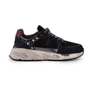 Premiata Denim Sneakers med djurtrycksdetaljer Blue, Dam