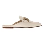 Tod's Raffinerade svarta läderslippers Beige, Dam