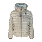 Blauer Nylon Vadderad Jacka med Dold Dragkedja Beige, Herr