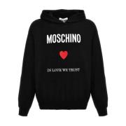 Moschino Svart Huva Tröja Aw24 Black, Herr