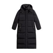 Woolrich Svart Aurora Long Parka med Street-Style Detaljer Black, Dam