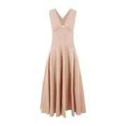 Alaïa Elegant Beige Bomull Midi Klänning Beige, Dam