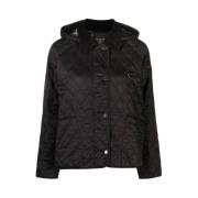 Barbour Quiltad Svart Kappa med Avtagbar Huva Black, Dam