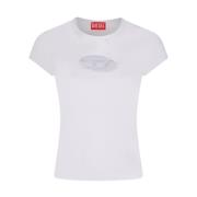 Diesel Vit Bomull T-shirt med Logodetalj White, Dam